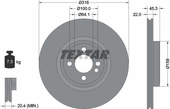 Textar 92255005 - Тормозной диск autosila-amz.com