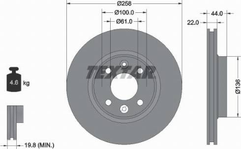Textar 92255200 - Тормозной диск autosila-amz.com