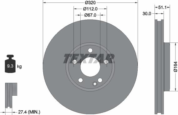 Textar 92258003 - Тормозной диск autosila-amz.com