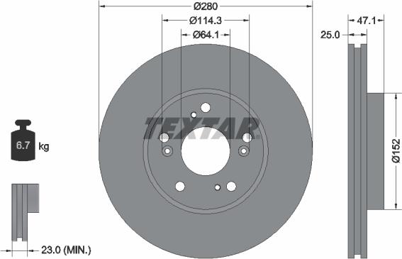 Textar 92252503 - Тормозной диск autosila-amz.com