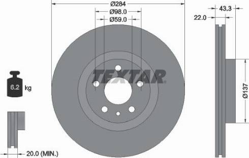 Textar 92252800 - Тормозной диск autosila-amz.com