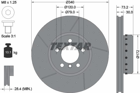 Textar 92265025 - Тормозной диск autosila-amz.com