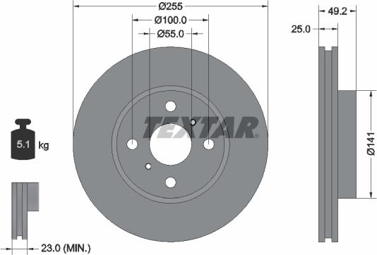 Textar 92261200 - Тормозной диск autosila-amz.com