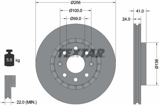 Textar 92263303 - Тормозной диск autosila-amz.com