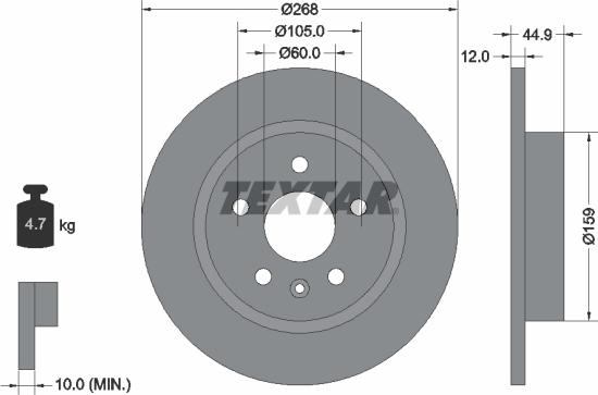 Textar 92205503 - Тормозной диск autosila-amz.com