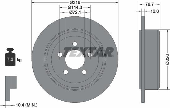 Textar 92202703 - Тормозной диск autosila-amz.com