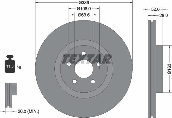 Textar 92282305 - Тормозной диск autosila-amz.com