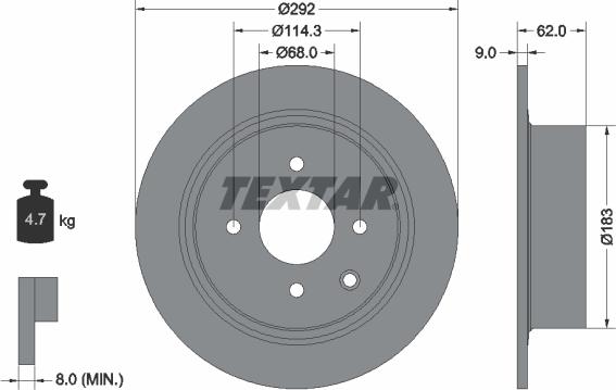 Textar 92234303 - Тормозной диск autosila-amz.com