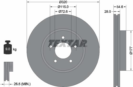 Textar 92235403 - Тормозной диск autosila-amz.com