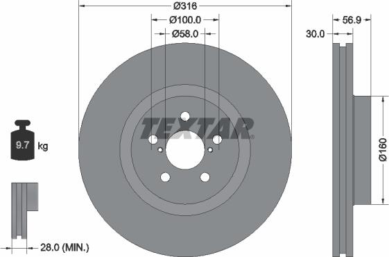 Textar 92236503 - Тормозной диск autosila-amz.com