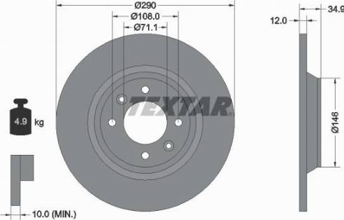 Textar 92231300 - Тормозной диск autosila-amz.com