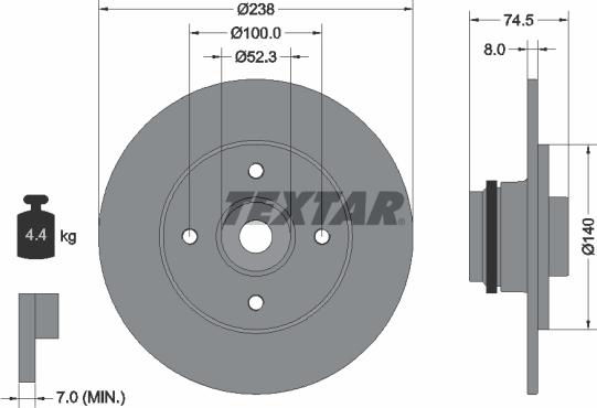 Textar 92231700 - Тормозной диск autosila-amz.com