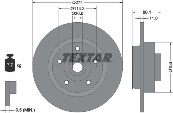 Textar 92232603 - Тормозной диск autosila-amz.com