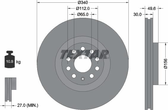 Textar 92229805 - Тормозной диск высокоуглеродистый с покрытием PRO+ autosila-amz.com