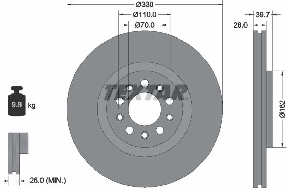 Textar 92220900 - Тормозной диск autosila-amz.com