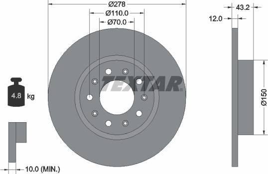 Textar 92221000 - Тормозной диск autosila-amz.com