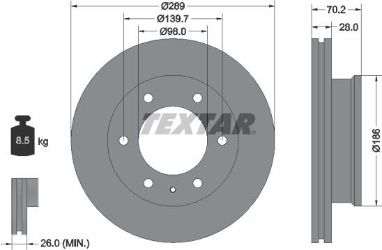 Textar 92223003 - Тормозной диск autosila-amz.com