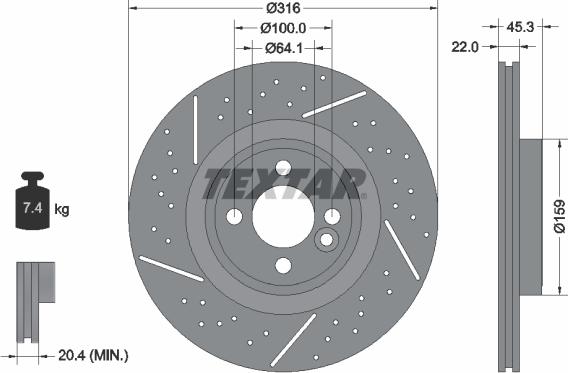 Textar 92279105 - Тормозной диск autosila-amz.com