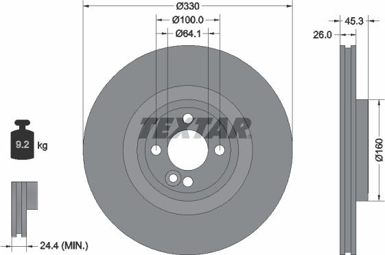Textar 92275403 - Тормозной диск autosila-amz.com