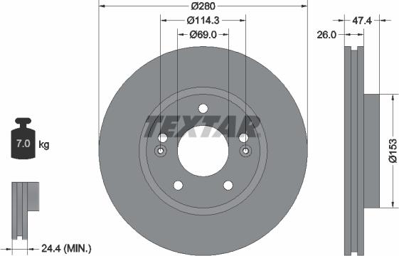 Textar 92271403 - Тормозной диск autosila-amz.com