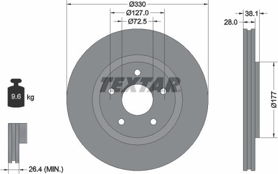 Textar 92278905 - Тормозной диск autosila-amz.com