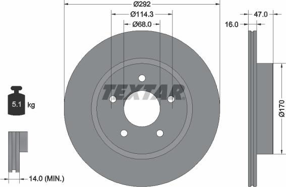 Textar 92278103 - Тормозной диск autosila-amz.com