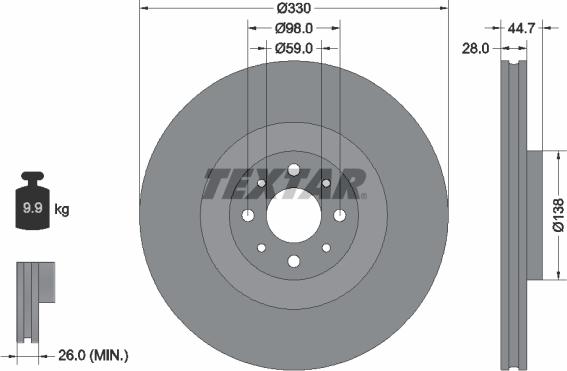 Textar 92272403 - Тормозной диск autosila-amz.com