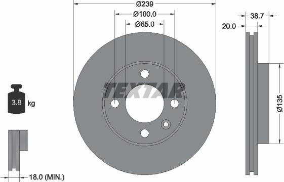 Textar 92012103 - Тормозной диск autosila-amz.com