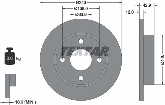 Textar 92075303 - Тормозной диск autosila-amz.com