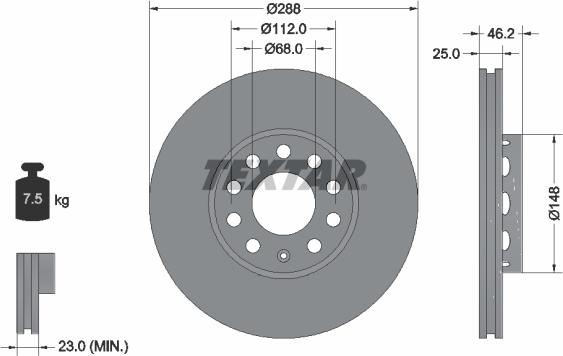 Textar 92057605 - Тормозной диск autosila-amz.com