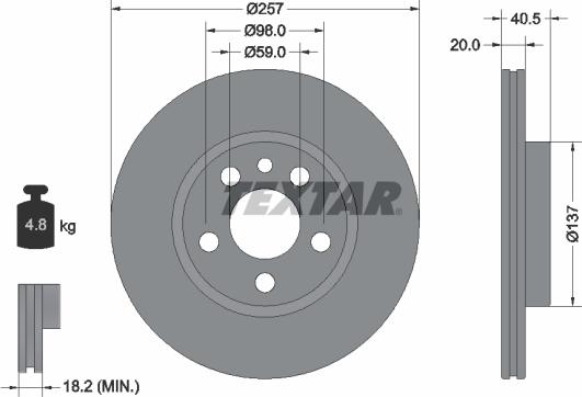 Textar 92088000 - Тормозной диск autosila-amz.com