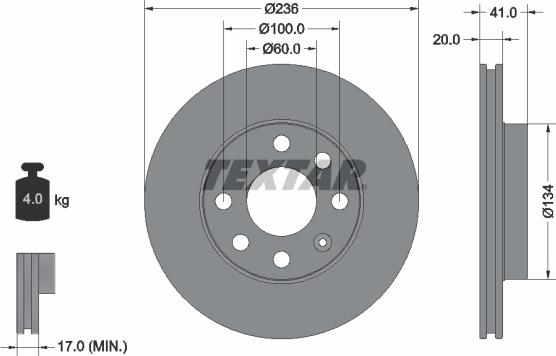 Textar 92029603 - Тормозной диск autosila-amz.com