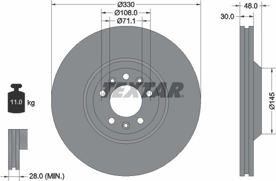 Textar 92129500 - Тормозной диск autosila-amz.com