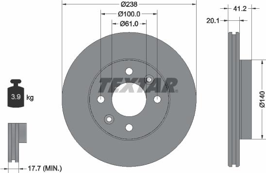 Textar 92036200 - Тормозной диск autosila-amz.com
