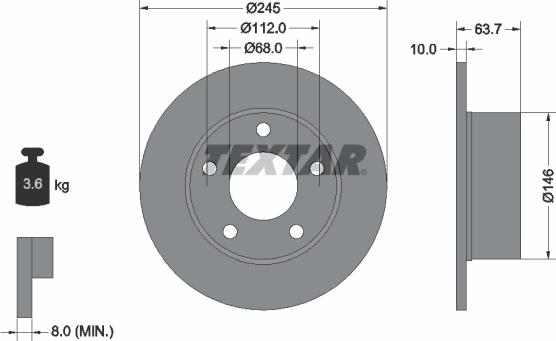 Textar 92057503 - Тормозной диск autosila-amz.com