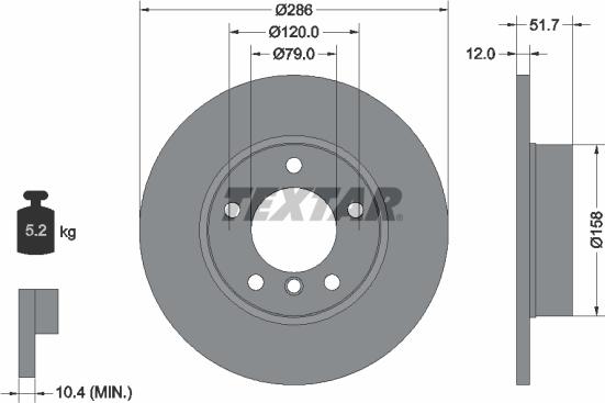 Textar 92055503 - Тормозной диск autosila-amz.com