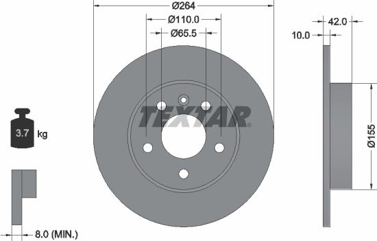 Textar 92092103 - Тормозной диск autosila-amz.com