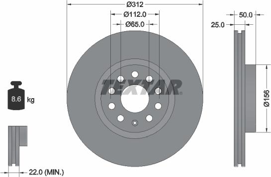 Textar 92120500 - Тормозной диск autosila-amz.com