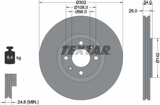 Textar 92133200 - Тормозной диск autosila-amz.com