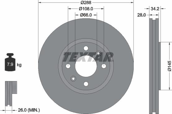 Textar 92107800 - Тормозной диск autosila-amz.com