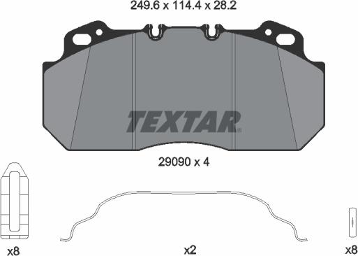 Textar 2909006 - 2909006 тормозные колодки! WVA29090 c р/к под датч, перед/зад дисковый тормоз Meritor\ VOLVO/RVI autosila-amz.com