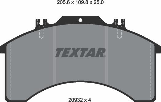 Textar 2903203 - Колодки тормозные дисковые компл. EuroCargo,EuroFire передн. autosila-amz.com