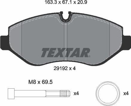 Textar 2919209 - Тормозные колодки, дисковые, комплект autosila-amz.com