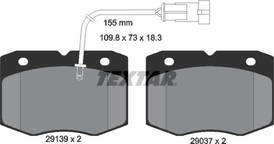 Textar 2913901 - Тормозные колодки, дисковые, комплект autosila-amz.com