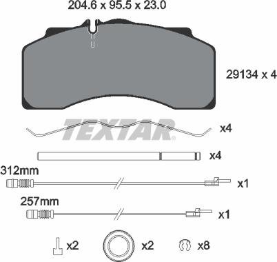 Textar 2913401 - Тормозные колодки, дисковые, комплект autosila-amz.com