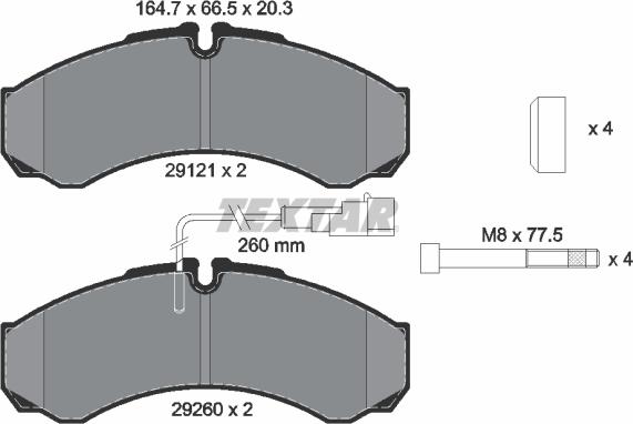 Textar 2912113 - Тормозные колодки, дисковые, комплект autosila-amz.com