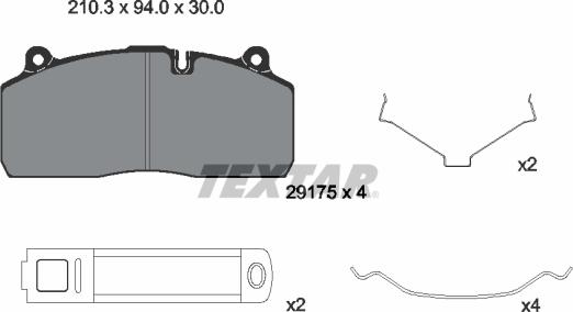 Textar 2917501 - Тормозные колодки, дисковые, комплект autosila-amz.com