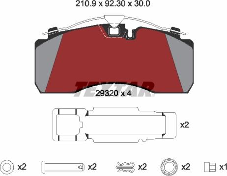 Textar 2932001 - Тормозные колодки, дисковые, комплект autosila-amz.com