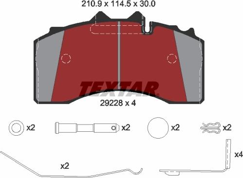 Textar 2922801 - Колодки тормозные дисковые компл. TSB 4309 задн. autosila-amz.com