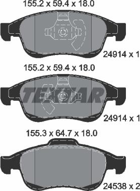 Textar 2491401 - Тормозные колодки, дисковые, комплект autosila-amz.com